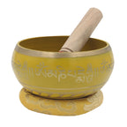 Tibetan Extra Large Om Mani Singing Bowl 5.5" – Meditation Bowl with Wooden Mallet & Brocade Cushion for Yoga, Chakra Healing & Mindfulness - DharmaObjects
