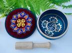 Tibetan Om Mani Singing Bowl Set – Meditation Bowl with Wooden Mallet, Mat Cushion & Handmade Gift Box for Yoga, Prayer & Chakra Healing - DharmaObjects