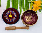 Tibetan Om Mani Singing Bowl Set – Meditation Bowl with Wooden Mallet, Mat Cushion & Handmade Gift Box for Yoga, Prayer & Chakra Healing - DharmaObjects