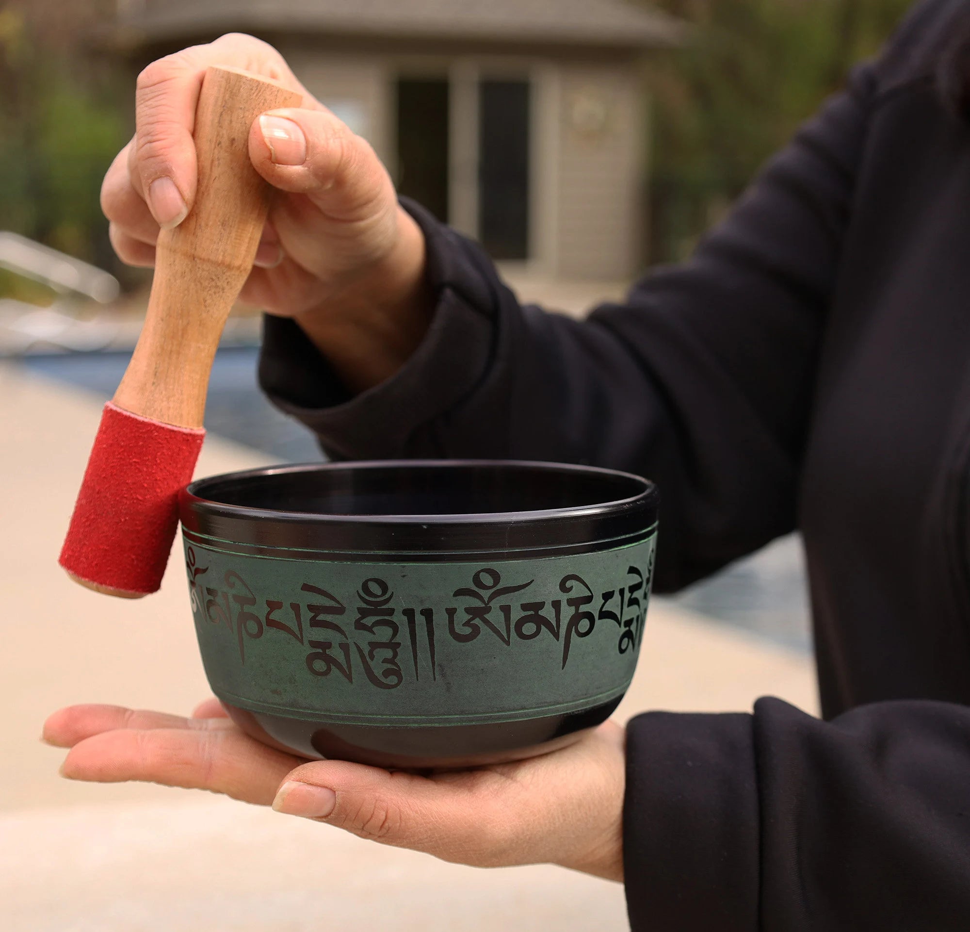 Hand-Etched Tibetan Singing Bowl Set with Om Mani Mantra | Meditation, Yoga & Sound Healing | 6", 7" & 8" Sizes - DharmaObjects