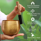 5.5 Inch Tibetan Pro Meditation Singing Bowl Set | Deep Sound Healing Bowl with Mallet & Cushion | Handmade in Nepal - DharmaObjects