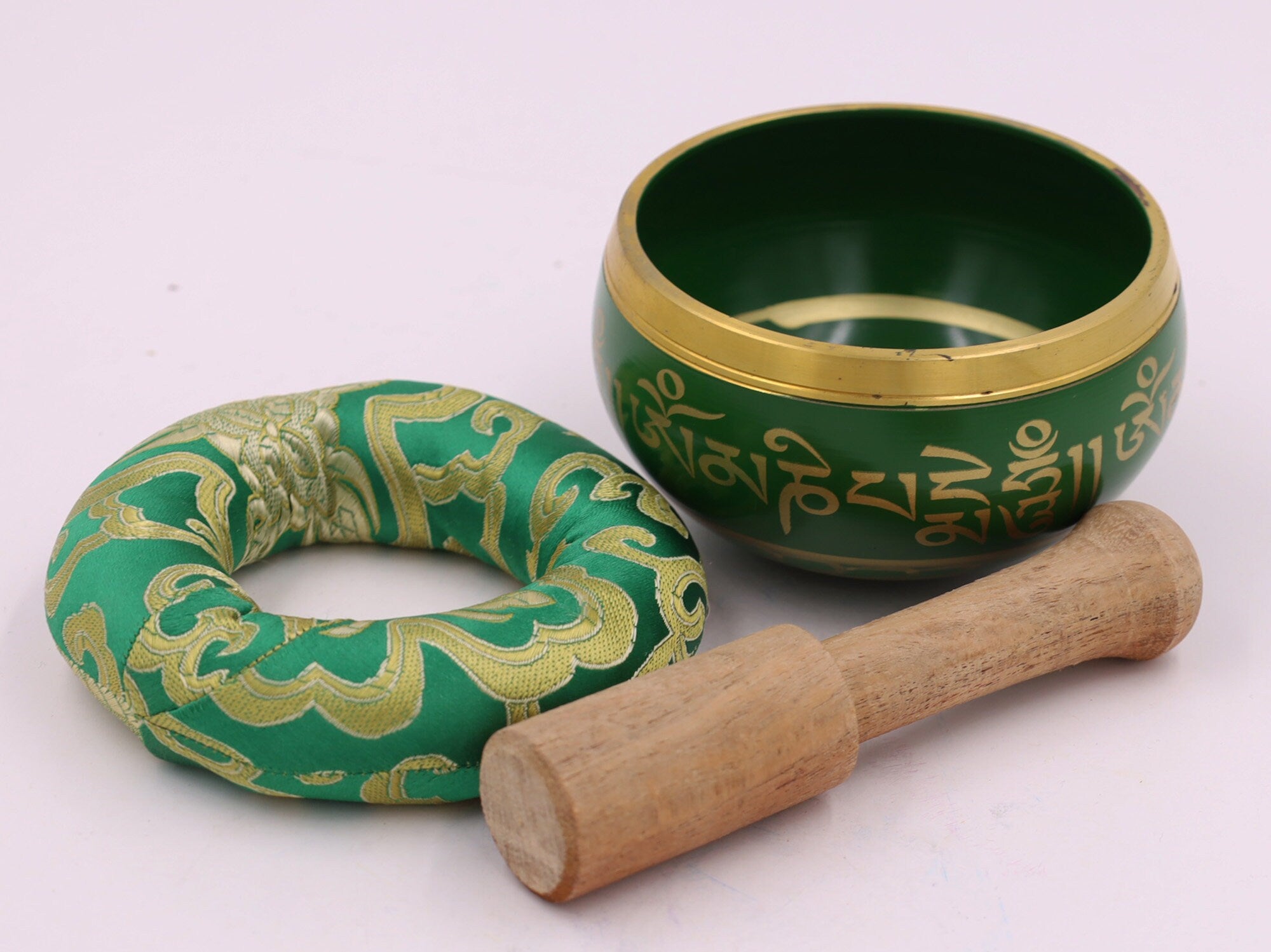 Tibetan Singing Bowl Complete Meditation Set with Carry Bag | Om Mani Mantra | 4 Inch Handcrafted Sound Healing Bowl - DharmaObjects