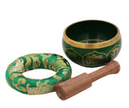Tibetan Singing Bowl Set with 8 Auspicious Symbols | 4 Inch Meditation Bowl with Mallet, Cushion & Carry Bag - DharmaObjects
