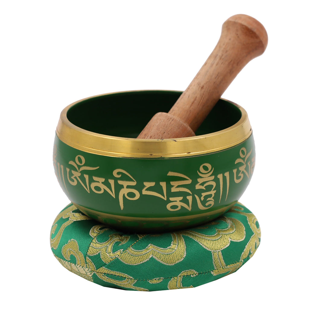 Tibetan Singing Bowl Complete Meditation Set with Carry Bag | Om Mani Mantra | 4 Inch Handcrafted Sound Healing Bowl - DharmaObjects