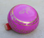 Tibetan Singing Bowl with Om Mani Mantra | Large 5 Inch Meditation Bowl Set with Mallet & Brocade Cushion - DharmaObjects