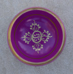 Tibetan Singing Bowl with Om Mani Mantra | Large 5 Inch Meditation Bowl Set with Mallet & Brocade Cushion - DharmaObjects