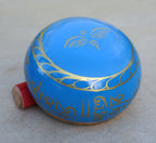 Large Tibetan Singing Bowl with Om Mani Mantra | 5 Inch Meditation Bowl with Mallet & Brocade Cushion - DharmaObjects
