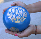 Extra Large Tibetan Flower of Life Singing Bowl Set | 6 Inch Meditation Bowl with Suede Mallet, Cushion & Prayer Flags - DharmaObjects