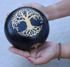Extra Large Tibetan Tree of Life Singing Bowl Set | 6 Inch Meditation Bowl with Suede Mallet, Donut Cushion & Prayer Flags - DharmaObjects