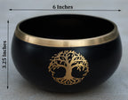 Extra Large Tibetan Tree of Life Singing Bowl Set | 6 Inch Meditation Bowl with Suede Mallet, Donut Cushion & Prayer Flags - DharmaObjects