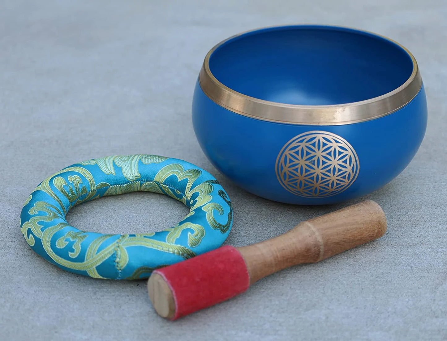 Tibetan Flower Of Life Singing Bowl Mallet Cushion Set ~ For Meditation, Yoga, Spiritual Healing and Mindfulness ~ Extra Large