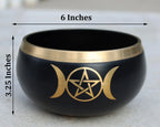 Extra Large Tibetan Triple Moon Singing Bowl Set | 6 Inch Meditation Bowl with Suede Mallet, Cushion & Prayer Flags - DharmaObjects