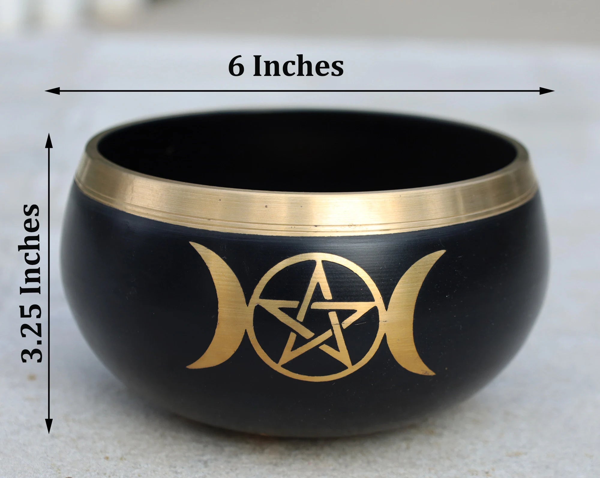 Extra Large Tibetan Triple Moon Singing Bowl Set | 6 Inch Meditation Bowl with Suede Mallet, Cushion & Prayer Flags - DharmaObjects