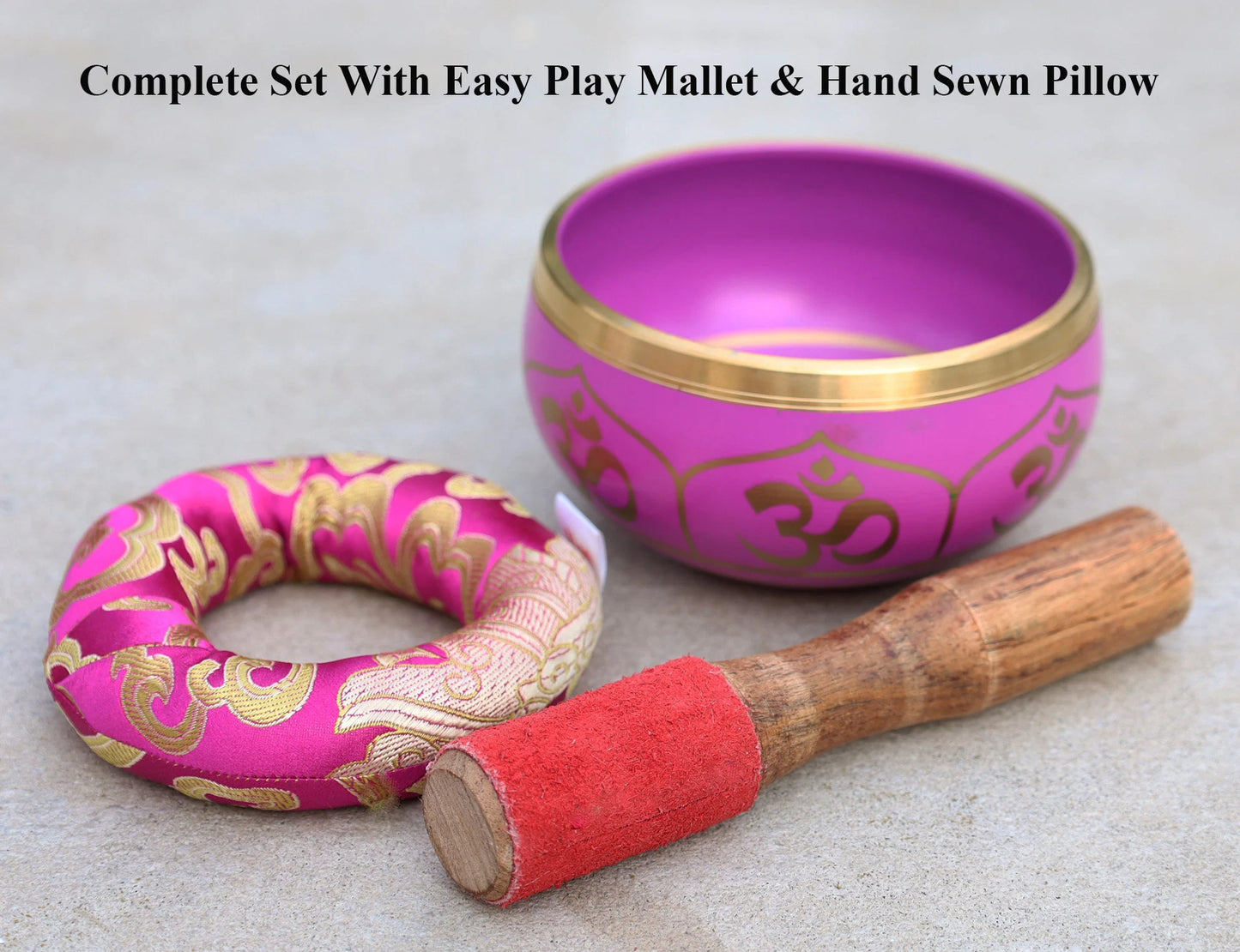 Tibetan Singing Bowl OM Complete Set ~ For Meditation, Yoga, Spiritual Healing and Mindfulness ~ Medium ~ FAST SHIPPING!!!