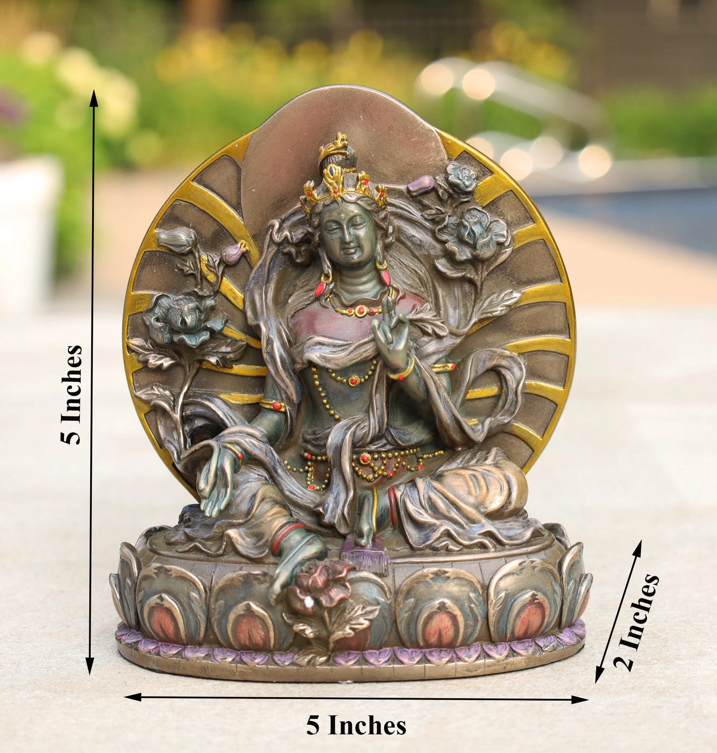 Premium Tibetan Buddhist Green Tara Cold Cast Statue Mother Goddess Female Buddha