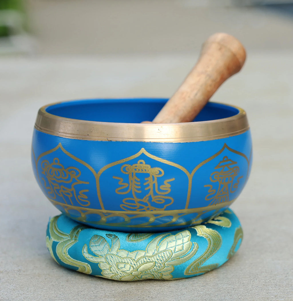 FAST SHIPPING!!!  Singing Bowl Complete Set ~ 8 Lucky Symbols  ~ For Meditation, Yoga, Spiritual Healing and Mindfulness ~ Medium - DharmaObjects