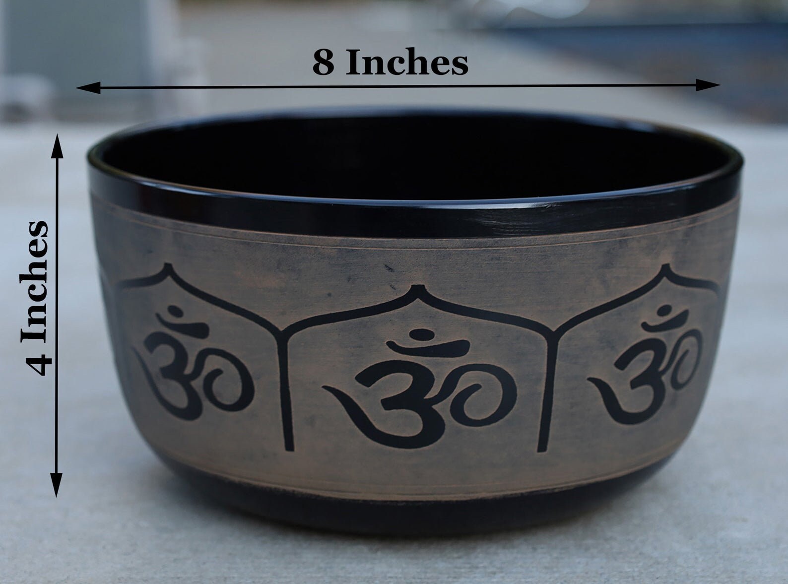 Large Tibetan Singing Bowl Set with Om Mantra for Peace | 7" & 8" Meditation Bowl with Suede Mallet & Cushion - DharmaObjects