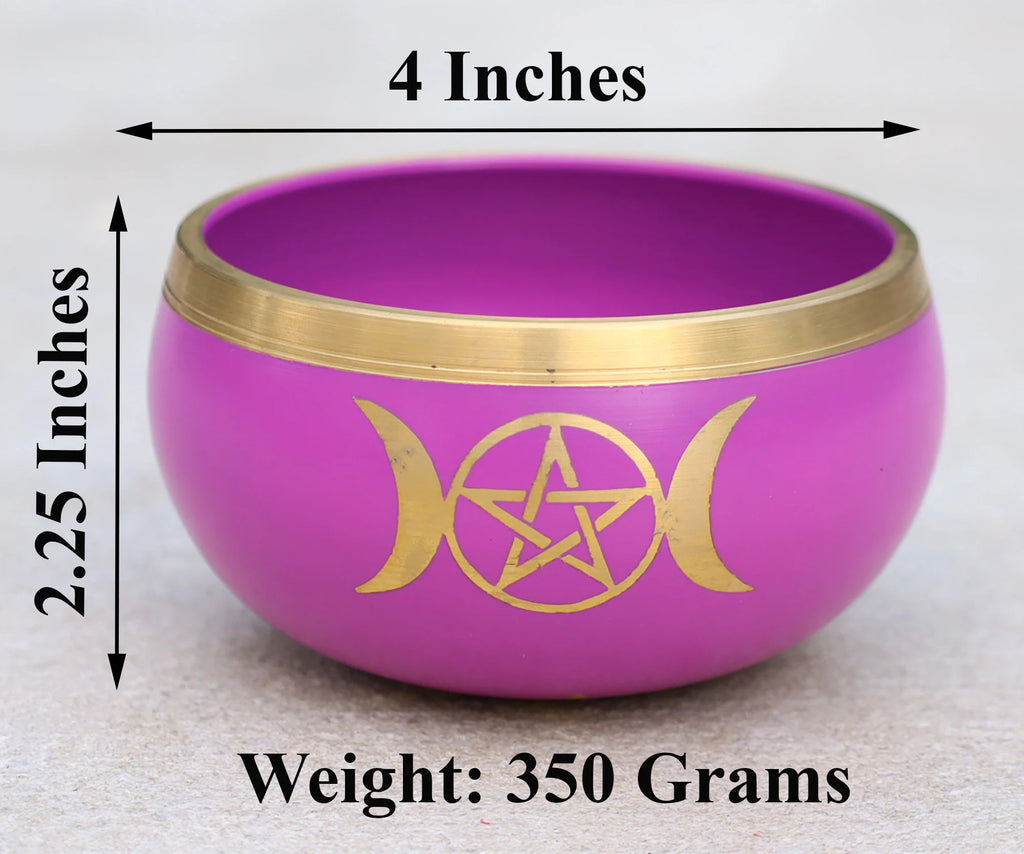 Tibetan Triple Moon Singing Bowl Complete Set – 4" Meditation Bowl with Wooden Mallet & Ring Cushion for Yoga, Healing & Mindfulness - DharmaObjects