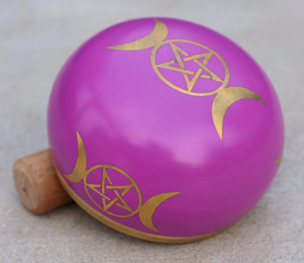 Tibetan Triple Moon Singing Bowl Complete Set – 4" Meditation Bowl with Wooden Mallet & Ring Cushion for Yoga, Healing & Mindfulness - DharmaObjects