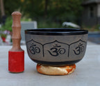 Large Tibetan Singing Bowl Set with Om Mantra for Peace | 7" & 8" Meditation Bowl with Suede Mallet & Cushion - DharmaObjects
