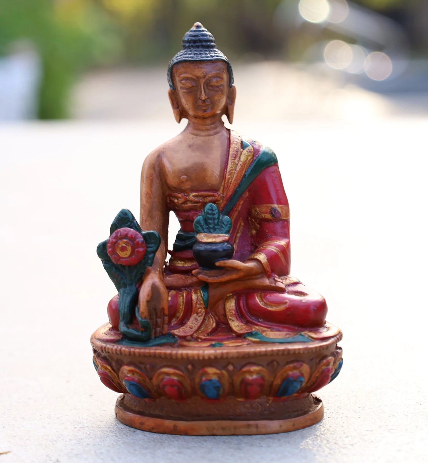 Tibetan Healing Medicine Buddha Statue Hand Painted Nepal