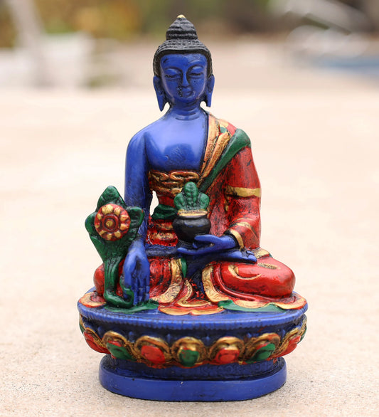 Tibetan Healing Medicine Buddha Statue Hand Painted Nepal