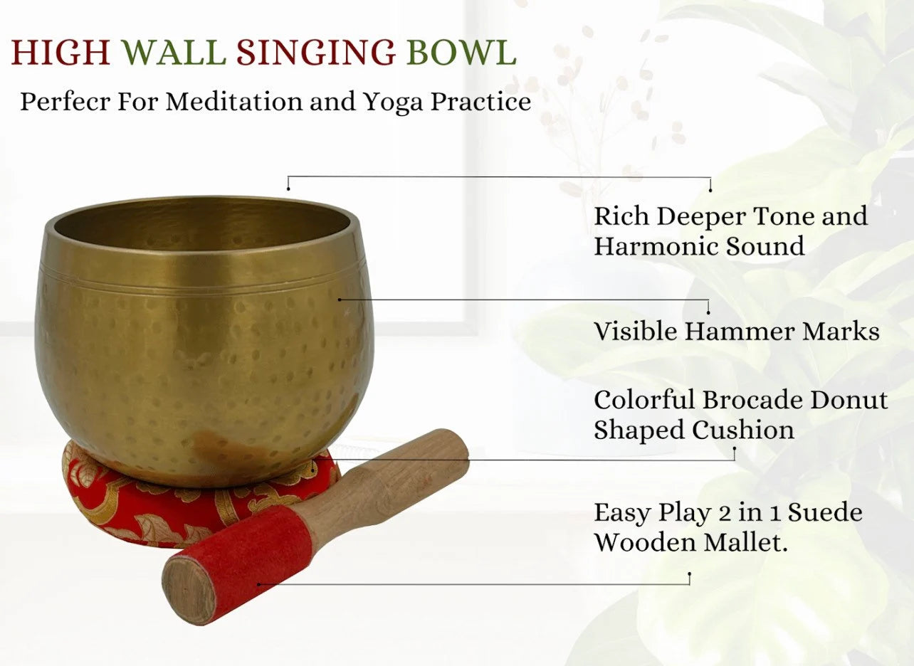 5.5 Inch Tibetan Pro Meditation Singing Bowl Set | Deep Sound Healing Bowl with Mallet & Cushion | Handmade in Nepal - DharmaObjects