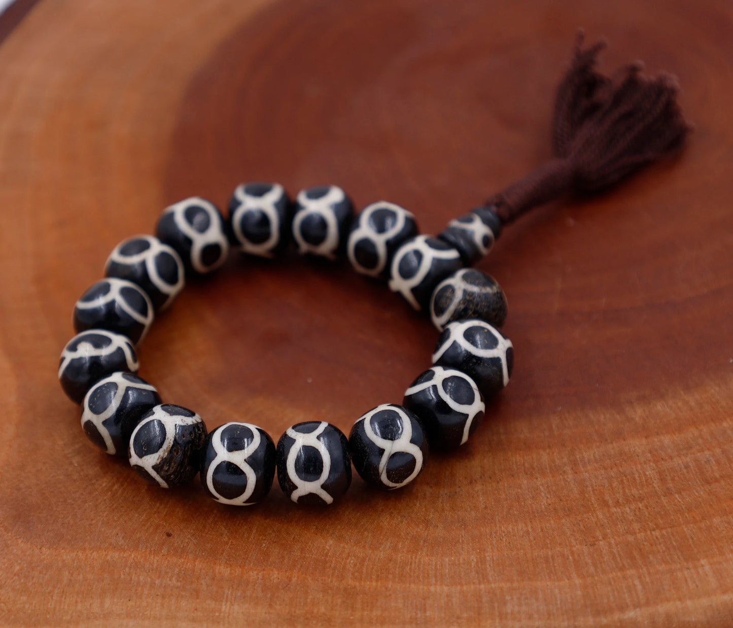 Tibetan Meditation Bone 14 Beads Wrist Mala Om Yin Yang Yoga Jewelry