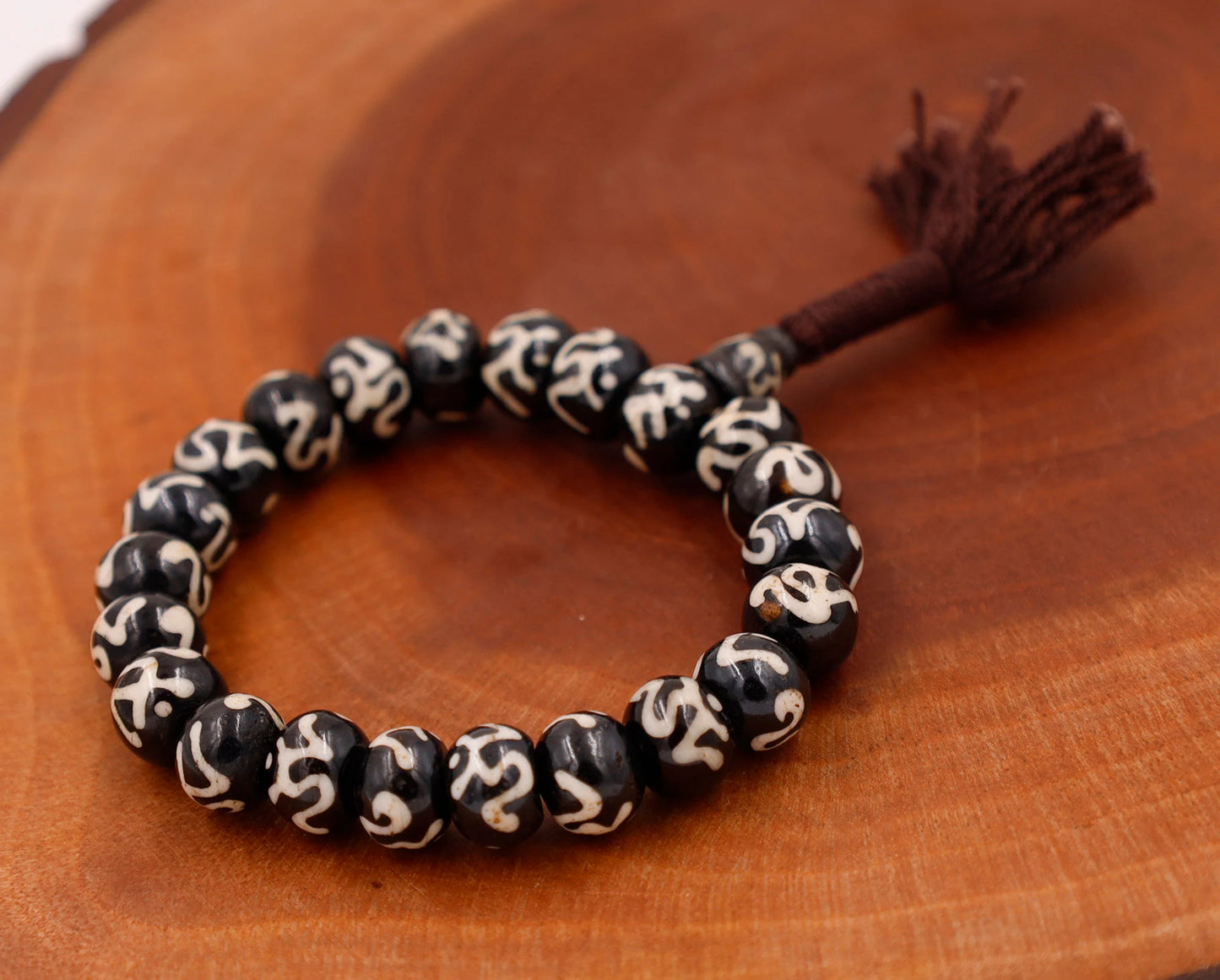 Tibetan Meditation Bone 21 Beads Wrist Mala Om Yin Yang Yoga Jewelry