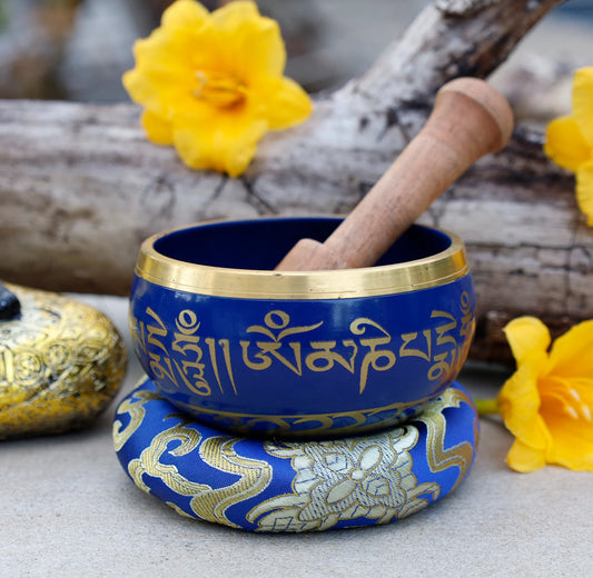 Tibetan Singing Bowl Complete Set Om Mani Padme Hum  ~ For Meditation, Chakra Healing, Prayer, Yoga ~ Fast Shipping !!!