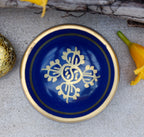 Tibetan Singing Bowl Set with Om Mani Padme Hum Mantra | 4 Inch Meditation Bowl with Rosewood Mallet & Cushion~ - DharmaObjects