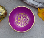 Medium Tibetan Flower of Life Singing Bowl Set | 4.5 Inch Meditation Bowl with Mallet & Cushion | Handcrafted India - DharmaObjects