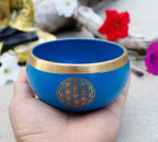 Tibetan Flower of Life Singing Bowl Set | 4 Inch Meditation Bowl with Mallet & Cushion | Handcrafted in India - DharmaObjects