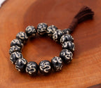 Tibetan Meditation Bone 14 Beads Wrist Mala Om Yin Yang Yoga Jewelry