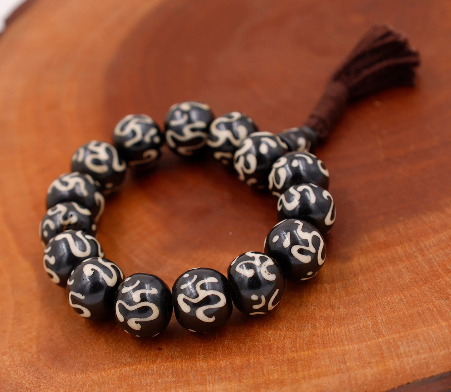 Tibetan Meditation Bone 14 Beads Wrist Mala Om Yin Yang Yoga Jewelry