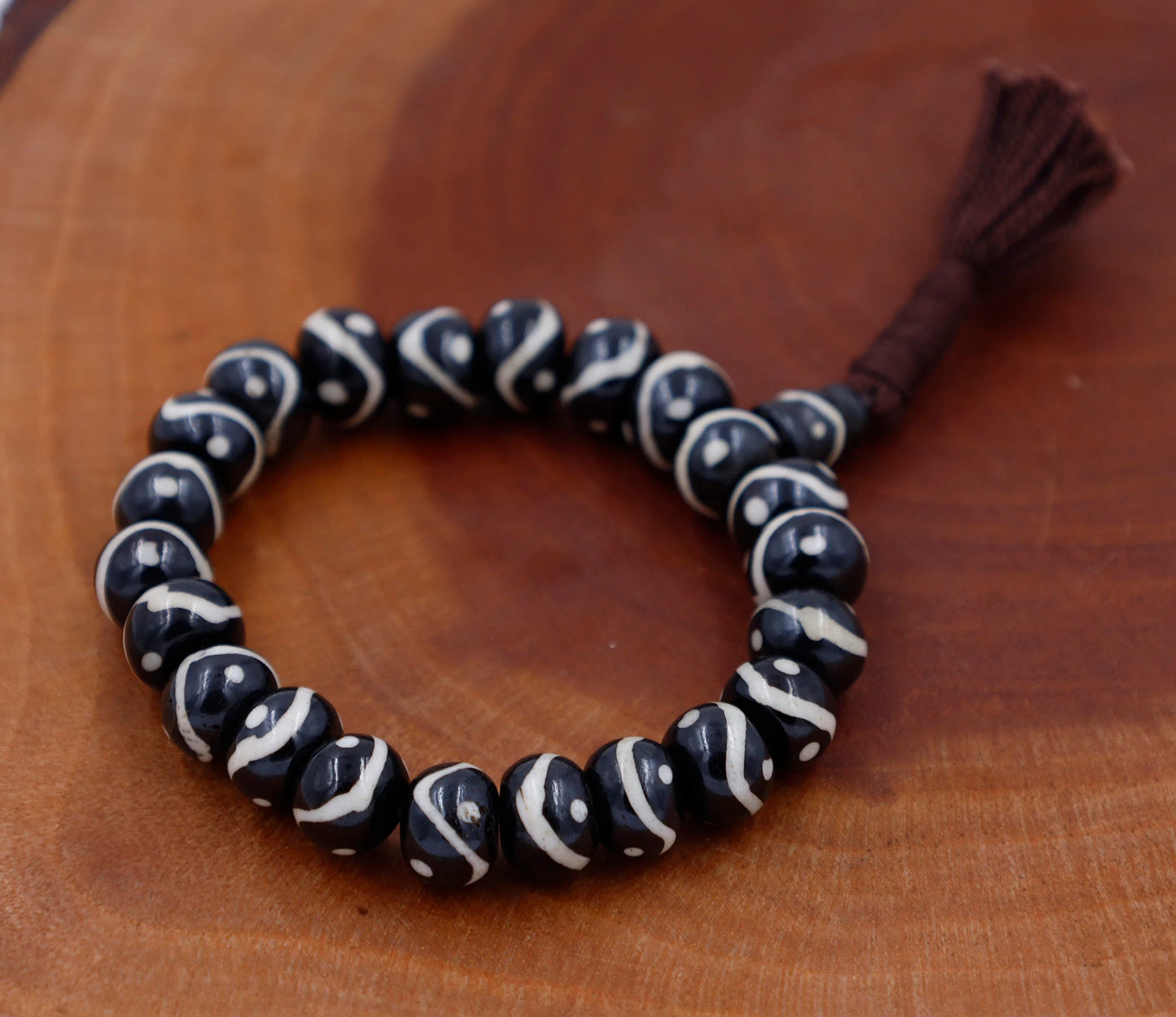 Tibetan Meditation Bone 21 Beads Wrist Mala Om Yin Yang Yoga Jewelry