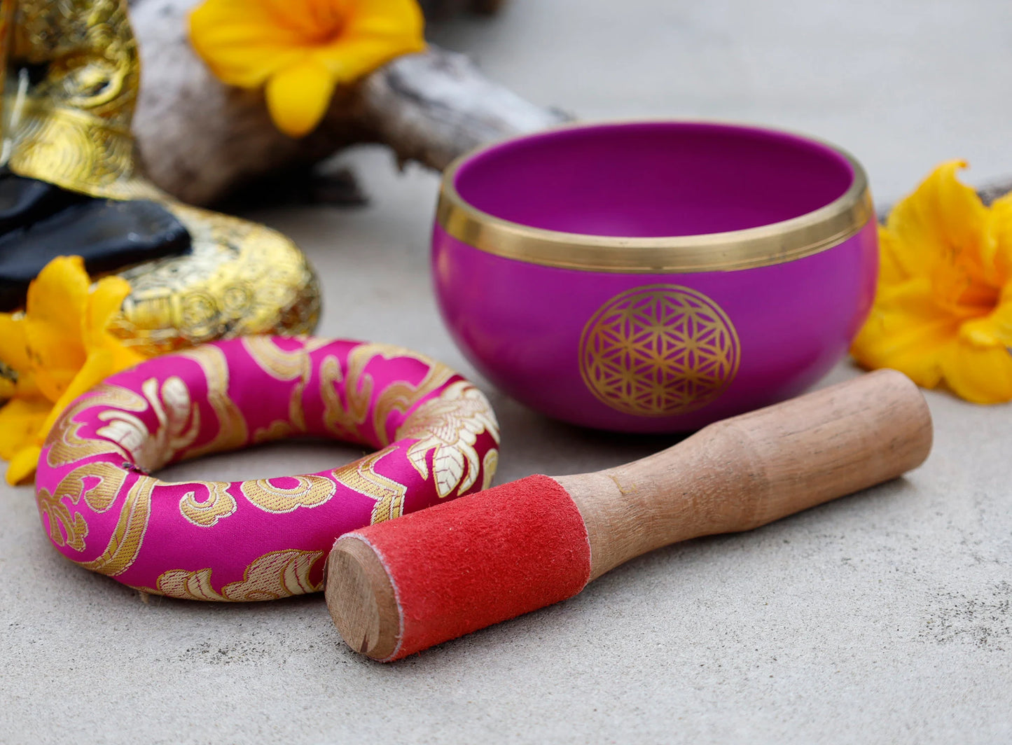 Tibetan Singing Bowl Flower Of Life Complete Set ~ For Meditation, Yoga, Spiritual Healing and Mindfulness ~ Medium ~ FAST SHIPPING!!!