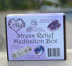 Meditation Stress Relief Set -  1. Guided Meditation , 2 Rough Lepidolite, 1 White Sage, 1  Amethyst Crystal and 1 Sodalite Palm-stone. - DharmaObjects