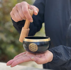 Tibetan Flower of Life Singing Bowl Set | 4 Inch Meditation Bowl with Mallet & Cushion | Handcrafted in India - DharmaObjects