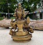 White Tara Female Buddha Statue Solid Brass for Home Altar Shrine Meditation Room 6 Inches Tall - DharmaObjects