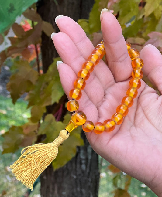 Tibetan Meditation Yoga 21 Beads Faux Amber Wrist Mala Power Bracelet