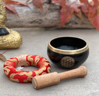 Tibetan Flower of Life Singing Bowl Set | 4 Inch Meditation Bowl with Mallet & Cushion | Handcrafted in India - DharmaObjects