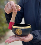 Medium Tibetan Flower of Life Singing Bowl Set | 4.5 Inch Meditation Bowl with Mallet & Cushion | Handcrafted India - DharmaObjects
