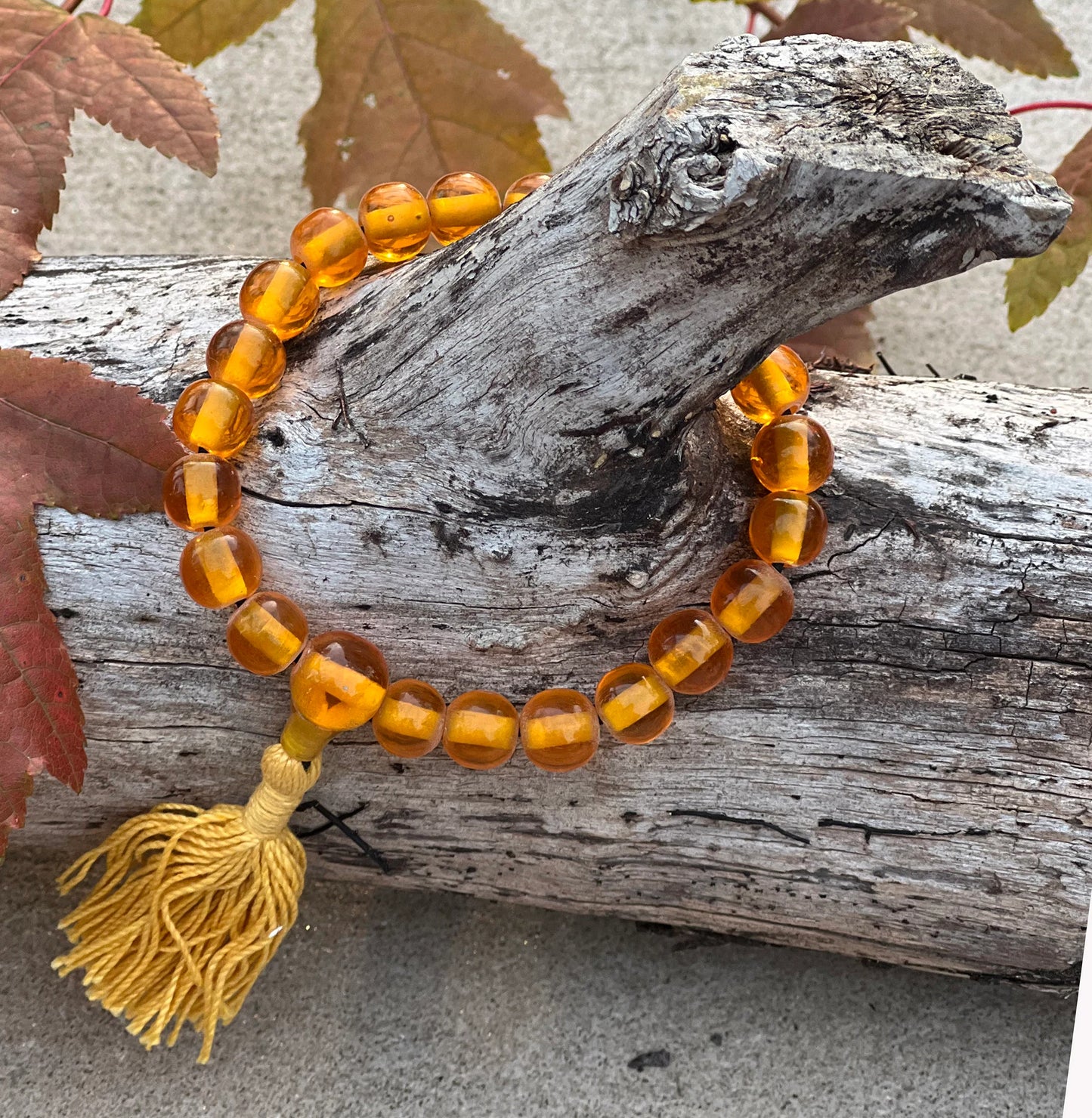 Tibetan Meditation Yoga 21 Beads Faux Amber Wrist Mala Power Bracelet