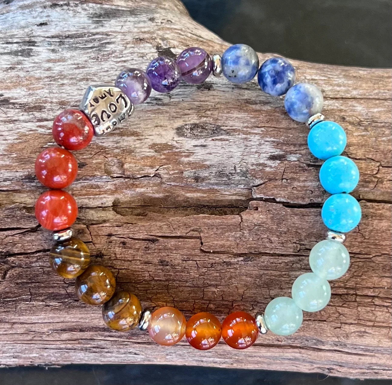 Chakra Jewelry - Chakra Bracelet - Charka Necklace - Healing Chakras Bracelet - Energy, Balance, Protection - Yoga Jewelry - Straw Gift Box