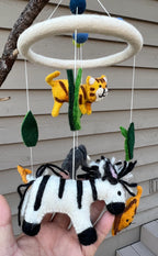 Safari baby mobile , Felt hanging baby mobile zebra, giraffe, elephant, lion, tiger Jungle animals mobile - DharmaObjects