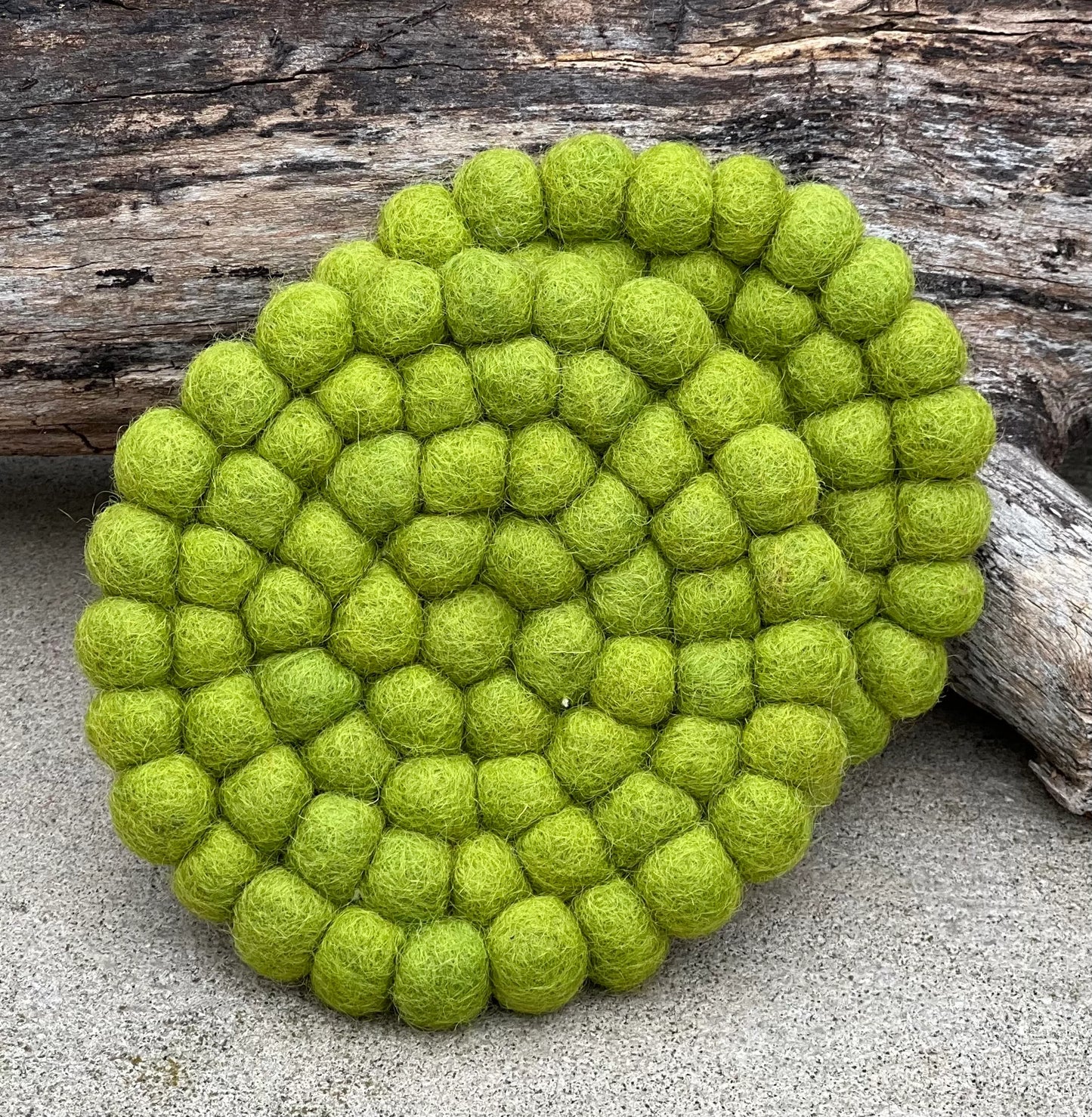 Fair Trade Green Felt Ball Tea Coasters, Drink Coasters Set, Home Decor And More