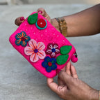 Small Felted Floral Coin Purse, Kids Pouch, Makeup Pouch, Christmas Gift Pouch Zippered And Lined - DharmaObjects