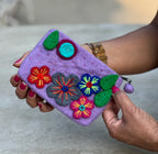 Small Felted Floral Coin Purse, Kids Pouch, Makeup Pouch, Christmas Gift Pouch Zippered And Lined - DharmaObjects