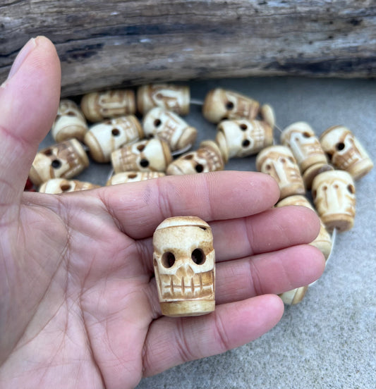 Skull Extra Large Water Buffalo Bone Beads Hand Carved.